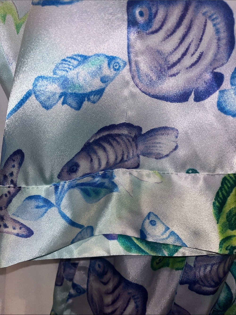 Victoria’s Secret Satin Tropical Under the Sea Purple and Green OS Mini Robe - Picture 6 of 9